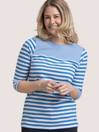 Blue And White 3/4 Sleeve Yarn Dyed T-Shirt - Marni