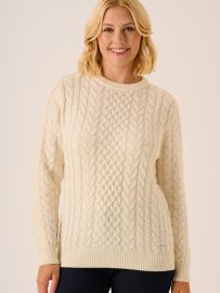 Foam White Cable Knit Jumper - Adeline