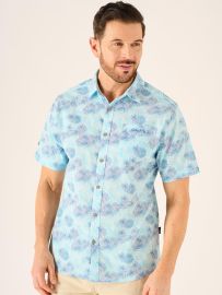Albany Lifestyle Leaf Print Shirt In Blue