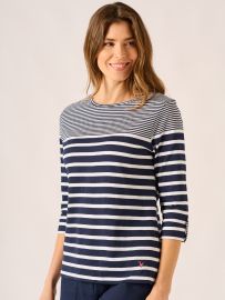 Navy and White Stripe 3/4 Sleeve Tee – Ame