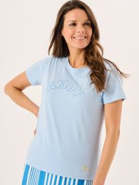 Soft Blue Ahoy Gingham Applique T-Shirt - Amie