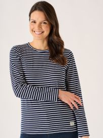 Navy And White Striped Long Sleeve T-Shirt - Anya