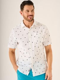 Asher Lifestyle Shark Printed Shirt In White