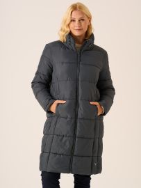 Slate Grey Longline Quilted Coat - Astley
