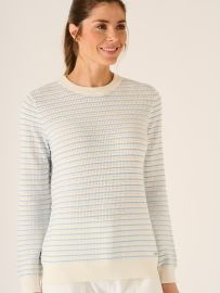 Augustine Striped Pointelle Knit Jumper In White And Blue