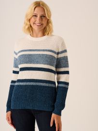 Baine Space Dye Waffle Knit Jumper In Blue And White