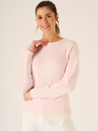 Barolla Raglan Textured Knit Jumper In Baby Pink