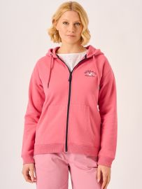 Deep Rose Zip Through Hooded Sweatshirt - Carmen