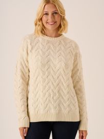 Foam White Lambswool Chunky Cable Knit Jumper - Caroline