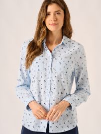 Blue Seaside Print Ladies Shirt Cela