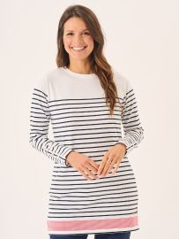 White And Navy Striped Bretton Tunic - Carlotta