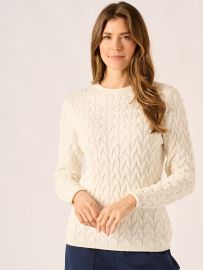 Clare Cotton Cable Knitted Jumper in Foam White