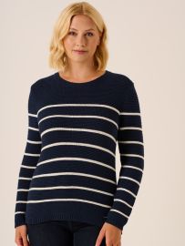 Dellia Tape Yarn Navy And White Striped Jumper