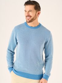 Dunning Textured Knit Jumper In Blue And Ecru