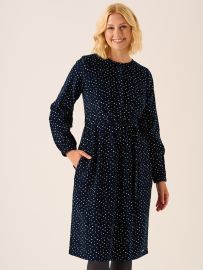 Printed Navy Cord Dress Emila