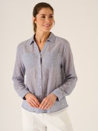 Esme Woven Striped Shirt In Blue And White