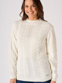 White Cable Knit Jumper - Fantail