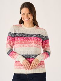 Multicoloured Pink Lambswool Rich Fairisle Style Jumper - Farla