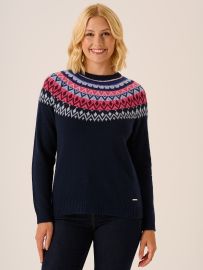 Navy Fairisle Lambswool Rich Knit Jumper - Firenest