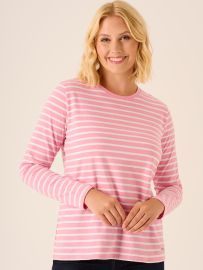 Gabby Long Sleeve Pink And White Striped T-Shirt 