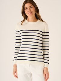 Garda Striped Cotton Jumper In White And Navy
