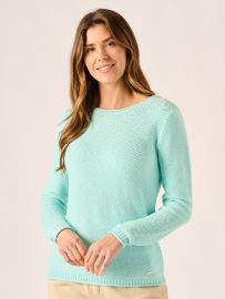 Aqua Crew Neck Textured Jumper - Gemmi