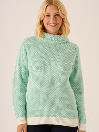 Grensa Cowl Neck Textured Jumper In Aqua