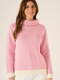 Grensa Cowl Neck Textured Jumper in Coral