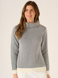 Grensa Cowl Neck Textured Jumper in Navy