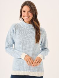 Sky Blue Cowl Neck Textured Knitted Jumper- Grouser