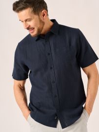 Dark Navy Lifestyle Linen and Cotton Mix Shirt - Hanney