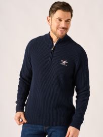 Dark Navy 1/4 Zip Knitted Jumper – Hardon