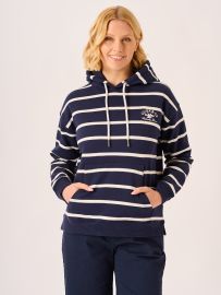 Navy and Foam White Striped Hooded Sweatshirt – Harmony