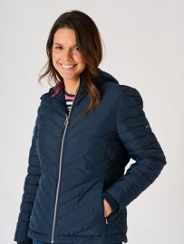 Dark Navy Blue Padded Hooded Jacket - Honey