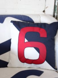 Adria Sailcloth Cushion Number 6 In Navy And White