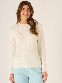 Isla Pointelle Knit Jumper in Foam White