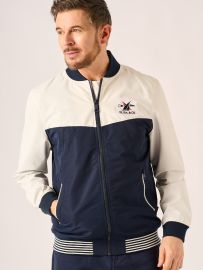 White and Navy Showerproof Bomber Jacket – Jagger