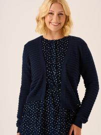Jamie Pointelle Knit Cardigan in Navy