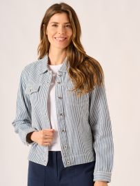 Navy And White Striped Western Jacket - Jayla