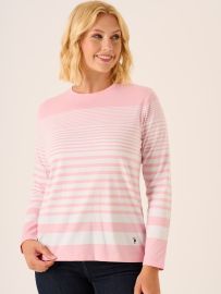 Juniper Long Sleeved Striped T-Shirt In Pink And White