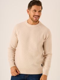 Oatmeal Merino Rich Moss Stitch Jumper - Kaiden