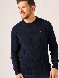 Dark Navy Cable Knit Jumper - Kanter