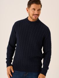 Navy Cable Jumper Kartan
