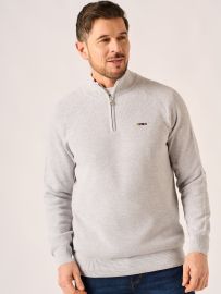 Grey Marl 1/4 Zip Textured Knitted Jumper – Kelson