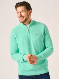 Mint 1/4 Zip Textured Knitted Jumper – Kelson