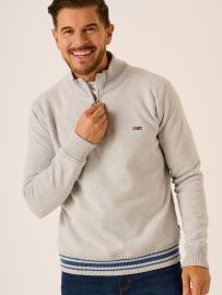 Grey Marl Windproof 1/4 Zip Jumper - Ken