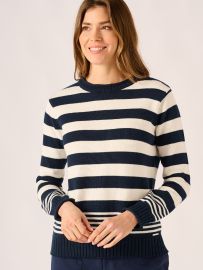 Mixed Stripe Navy and White Cotton Jumper - Lacey