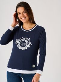 Navy Long Sleeved Quba and Co Logo T-Shirt - Mandika