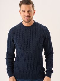 Navy Lifestyle Cable Knitted Jumper - Mondell