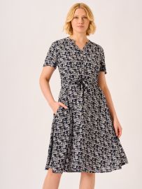 Boat Print Fit and Flare Dress - Norina